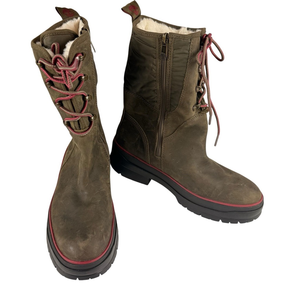 Timberland Courmayeur Valley Womens Size 10 Waterproof Boots Leather Faux Fur